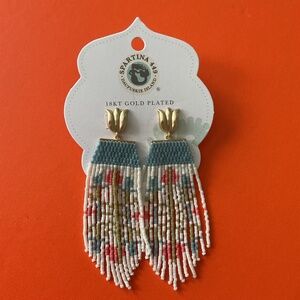 New with tags Spartina 449 beaded dangle earrings.  18 k gold plated
